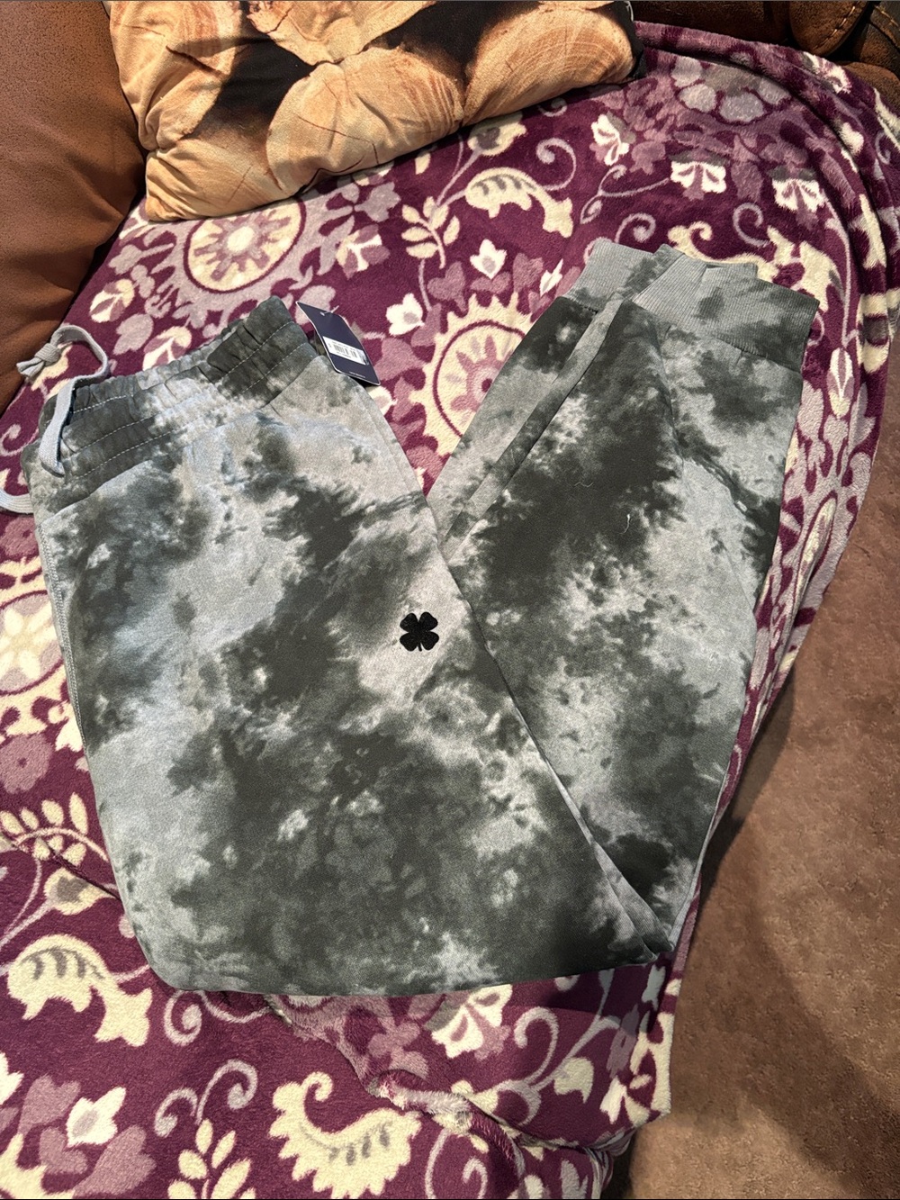 Lucky Brand Tie-Dye Track Pants in Black and Gray